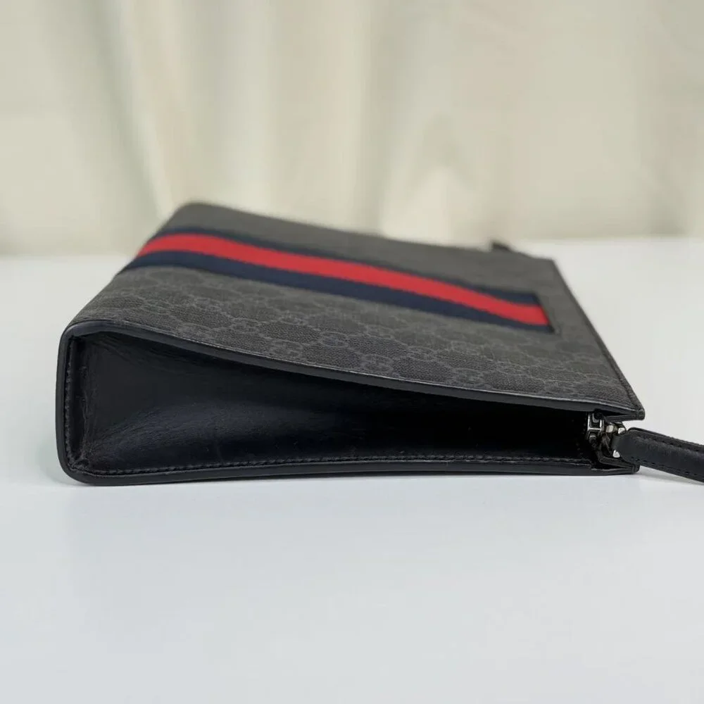 Gucci Navy Blue Zip Pouch GG Coated Canvas - Picture 4 of 8